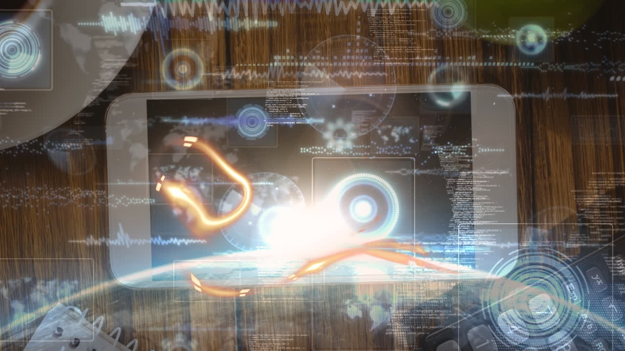 스마트 폰을 통해 데이터 처리의 애니메이션