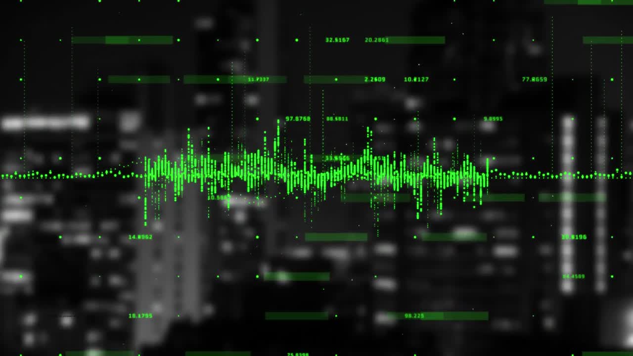 Financial data processing against cityscape