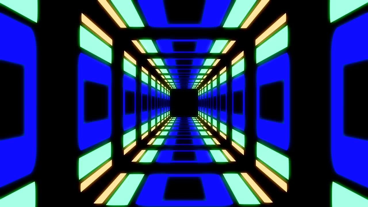 fondo de túnel de punto de fuga de neón abstracto bucle sin costuras multicolor