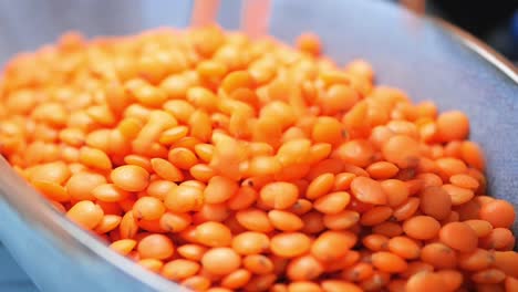 close-up of orange lentils in a bowl