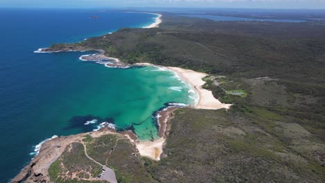 scenic view of frazer beach in new south wales, australia - drone shot