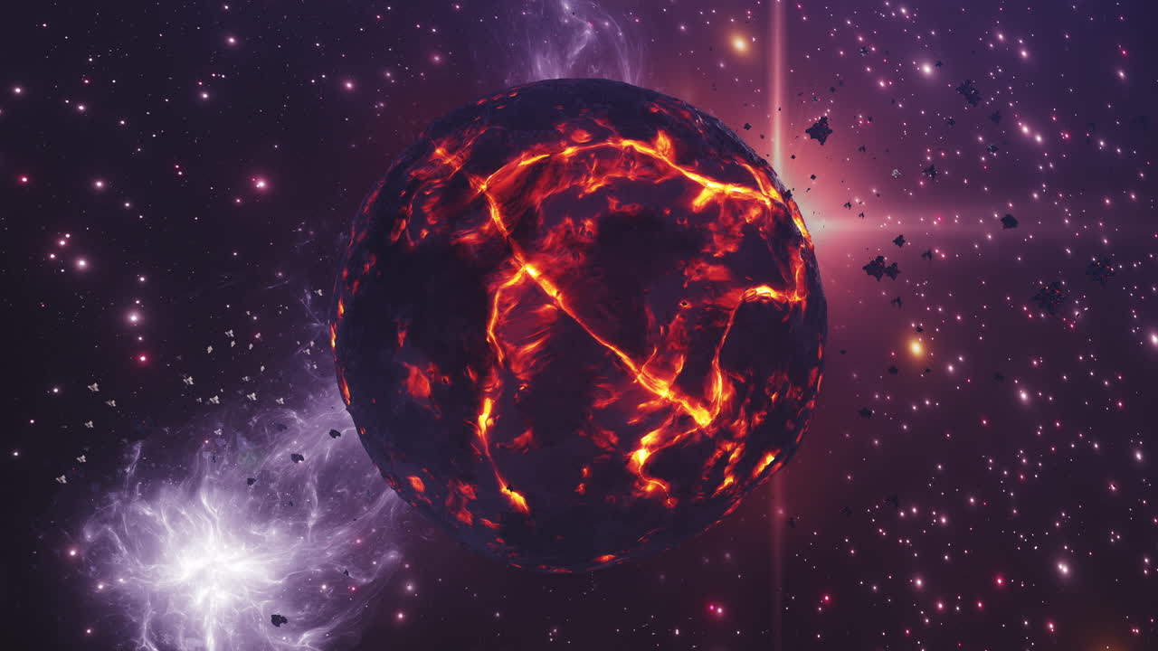 un planeta explotando en el espacio