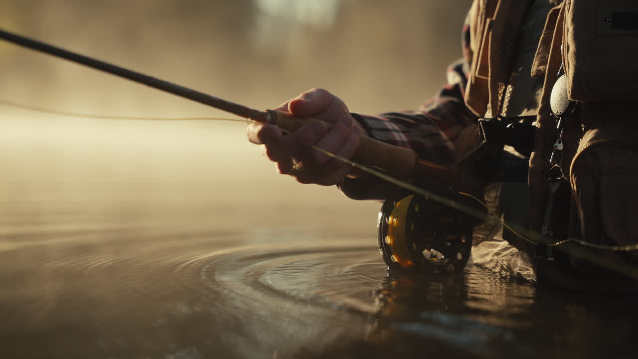 Fisherman Fly Fishing in the Morning Mist