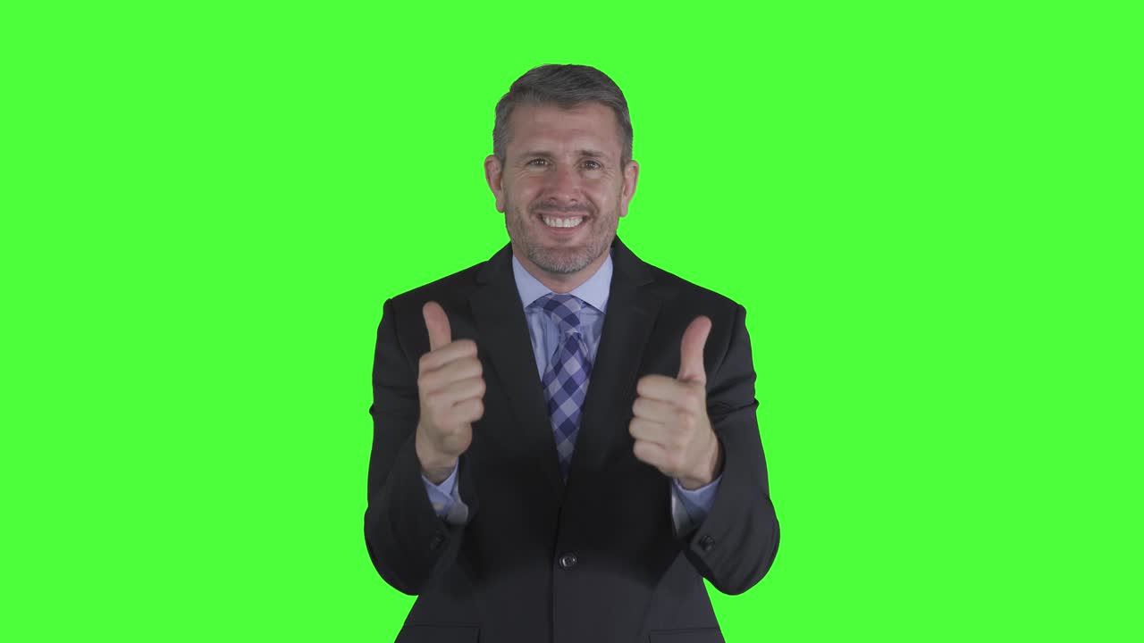 Caucasian businessman showing two thumbs up