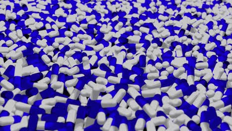 una gran pila de pastillas azules y blancas