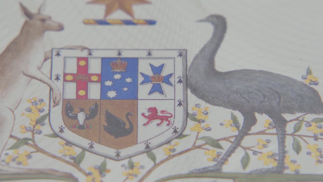 Australian Coat of Arms printed on an Australian Citizenship certificate