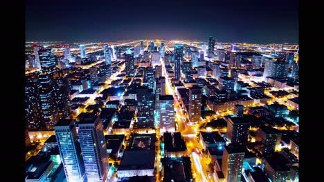 paisaje urbano nocturno visto desde el aire