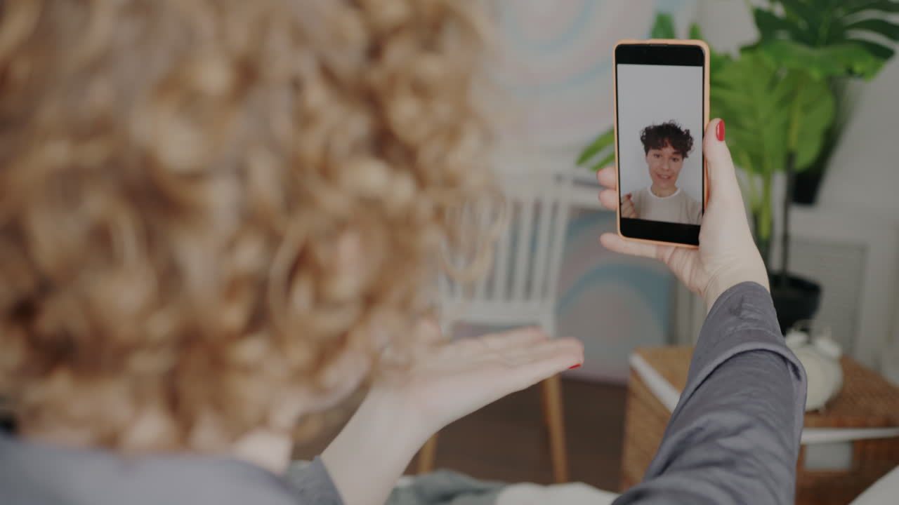Video call in a cozy home setting