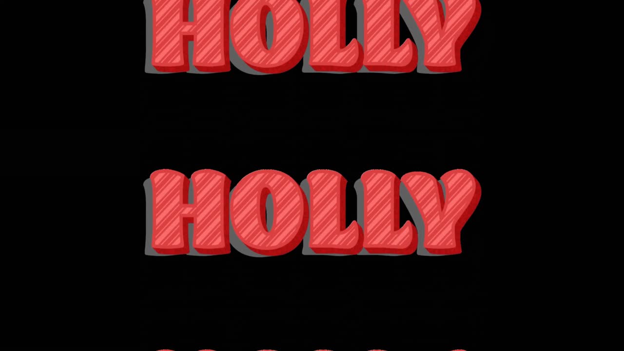 검은 바탕 에 크리스마스 에 반복 되는 홀리 텍스트 의 애니메이션