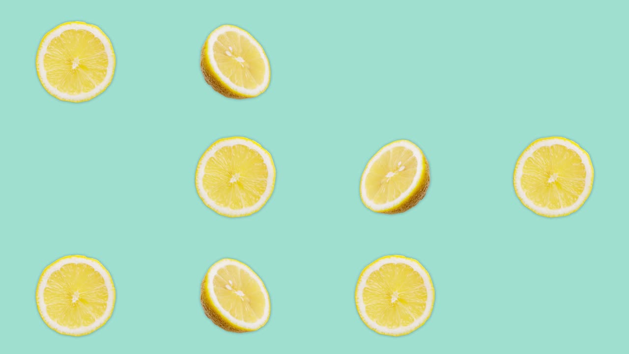 4k 60fps 애니메이션 루프 배경 - 레몬이 팝업 및 플립