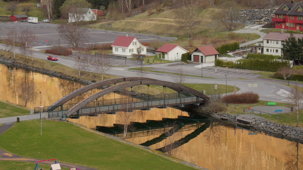 Shot of Flam and the river Moldani on the Aurlandsfjorden