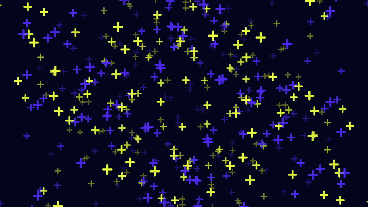 patrón simétrico de cruces azules y amarillas sobre fondo negro