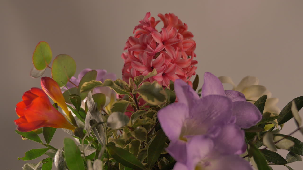 Flowers and leaves turn around