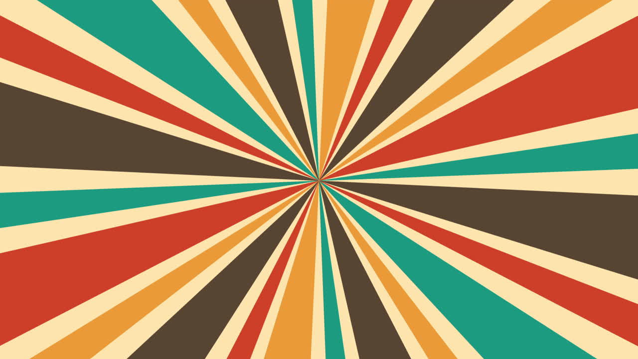 Dynamic Retro Sunburst Animation with Colorful Rotating Stripes
