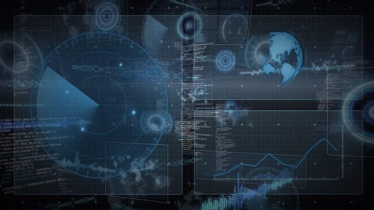 Incoming data feed initiating radar sweep, globe gaining contrast, chart spiking, monitoring status