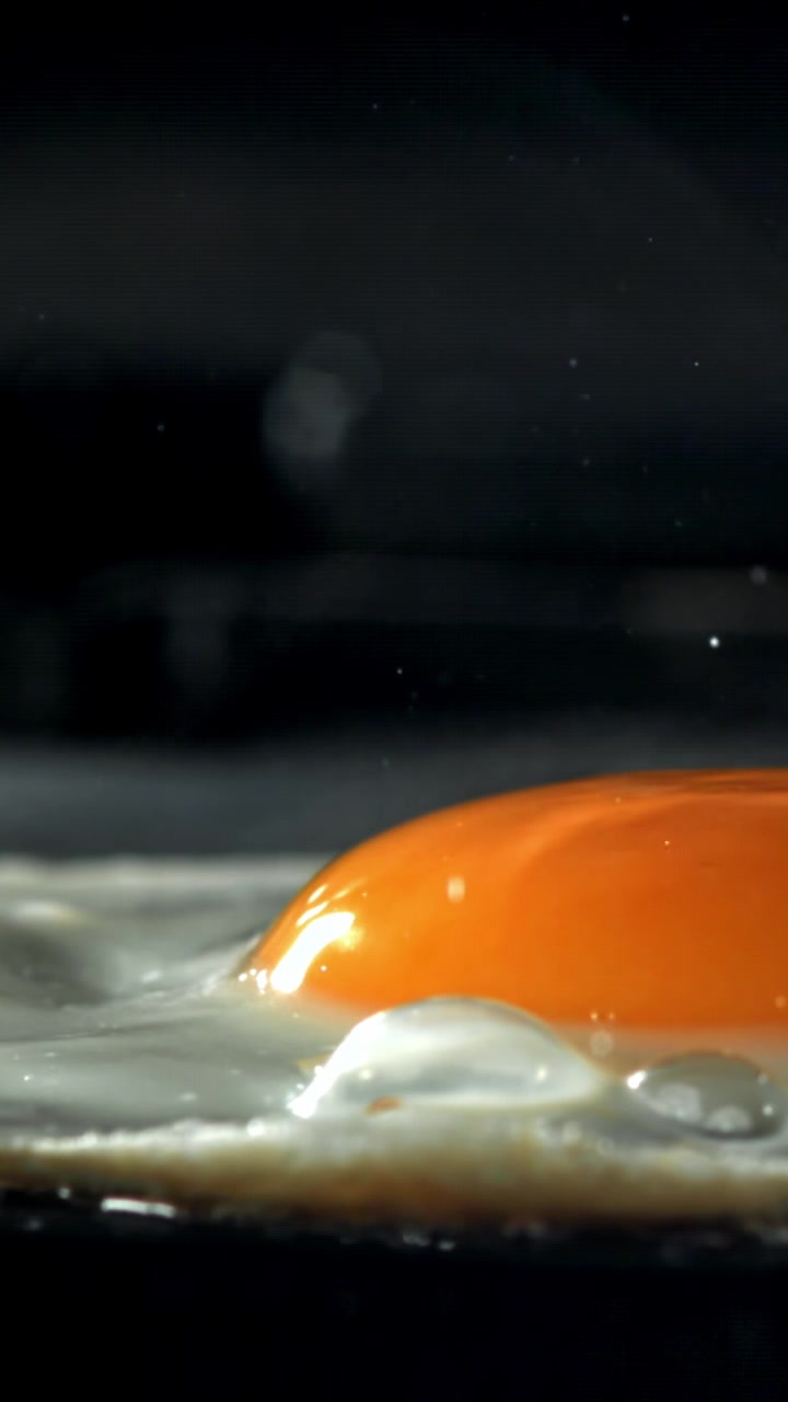 Close Up of a Fried Egg Cooking in a Hot Pan