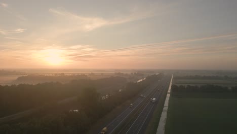 sunrise over a dutch highway