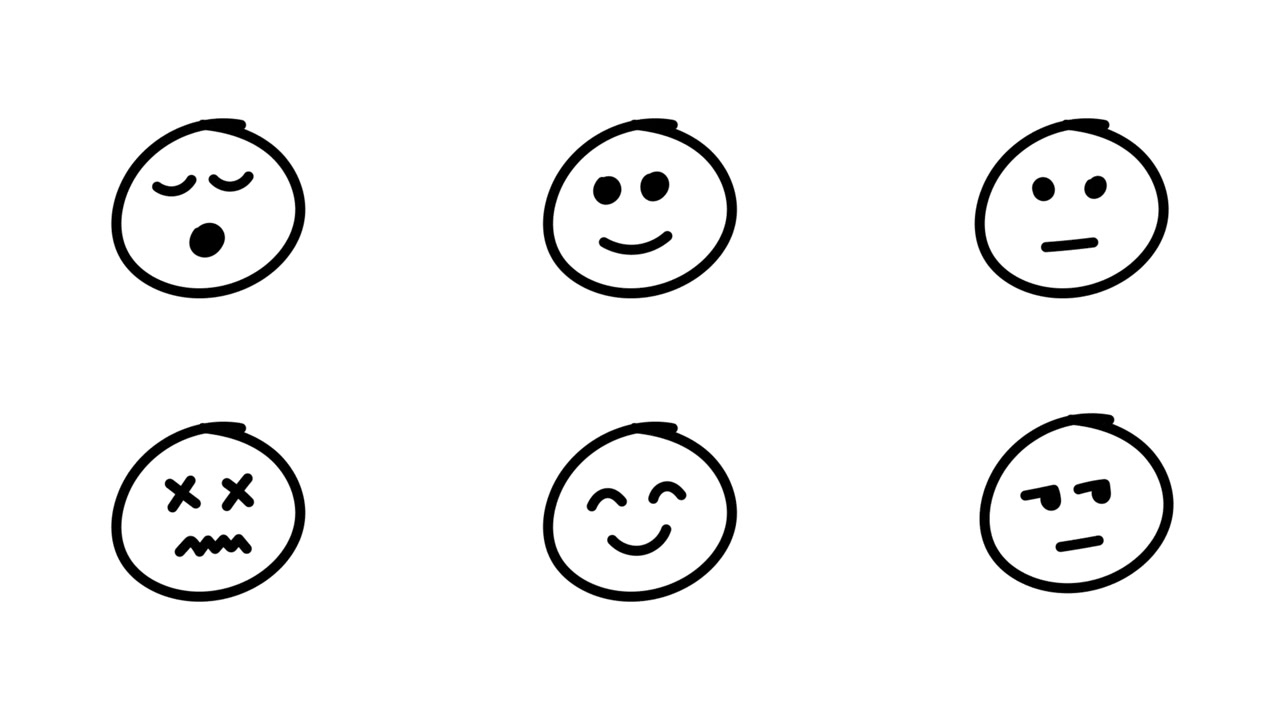 Hand-Drawn Doodle Emojis Displaying Various Emotions