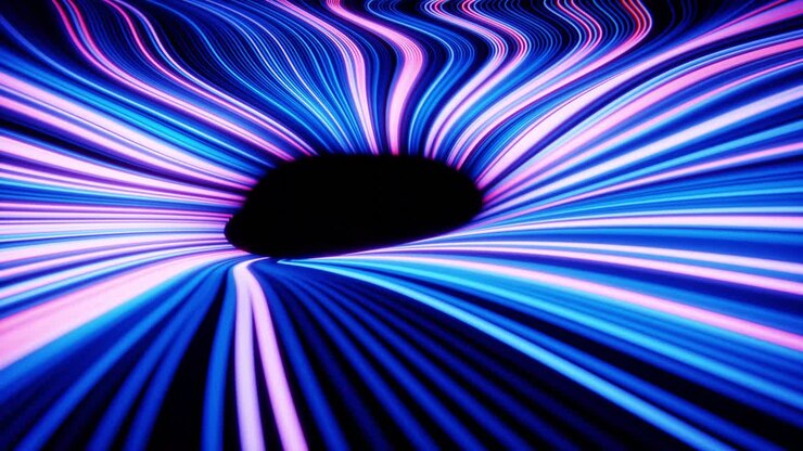 Dynamic Abstract Tunnel of Glowing Blue and Pink Lines
