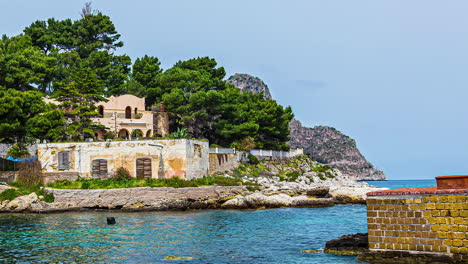 built structures by the waterfront in santa flavia, sicily, italy