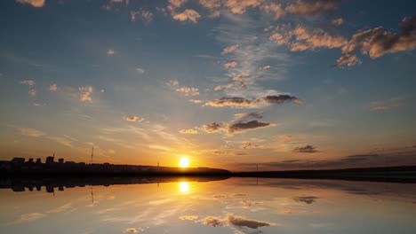 futuristic background consisting of time lapse sea sunset scene time lapse video loop and their reflection, video loop