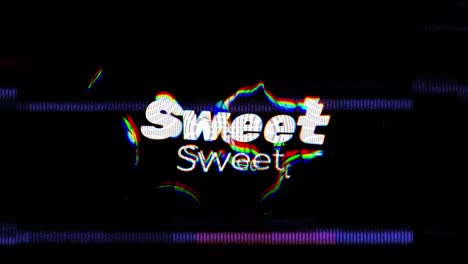 animation of sweet text over glowing moving colorful wave