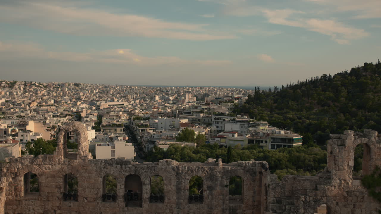 Cityscape of Athens from Ancient Ruins