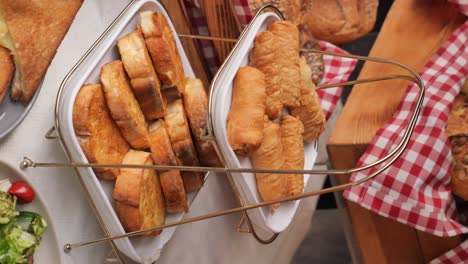breakfast or brunch buffet with toast and pastries