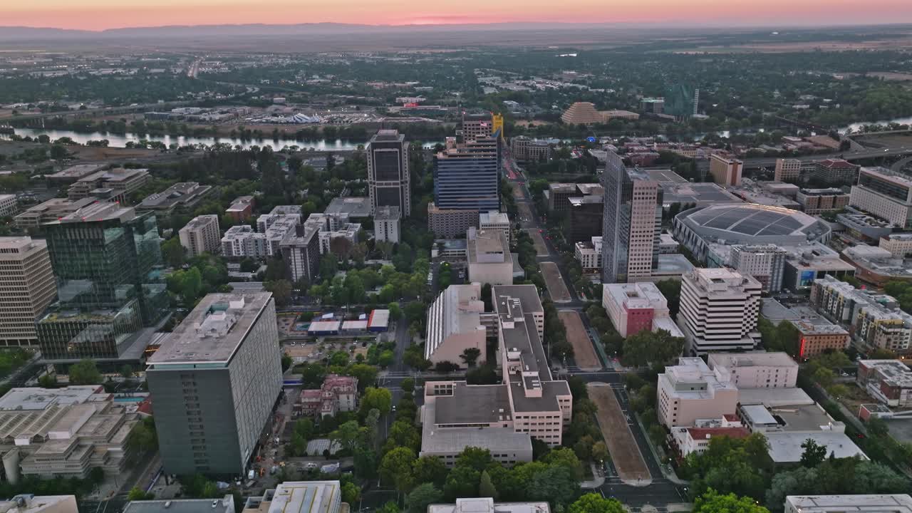 Sacramento downtown from an drone