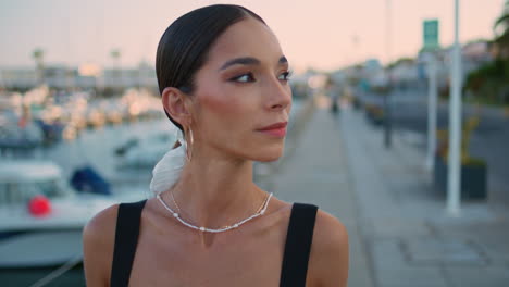 stylish woman at marina