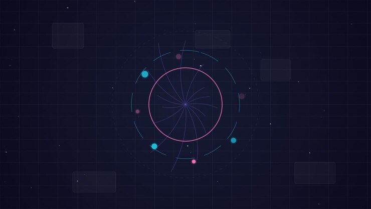 Abstract Digital Interface with Rotating Circular Elements and Light Rays