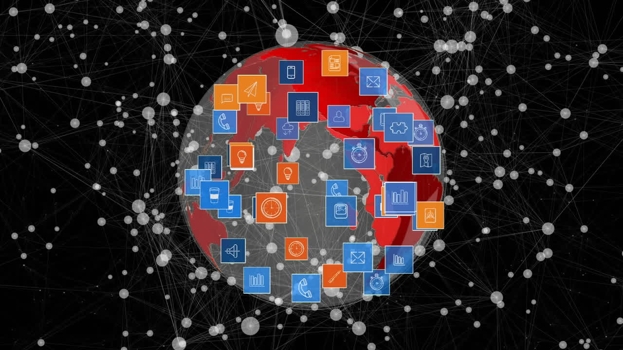 iconos de globos y aplicaciones digitales