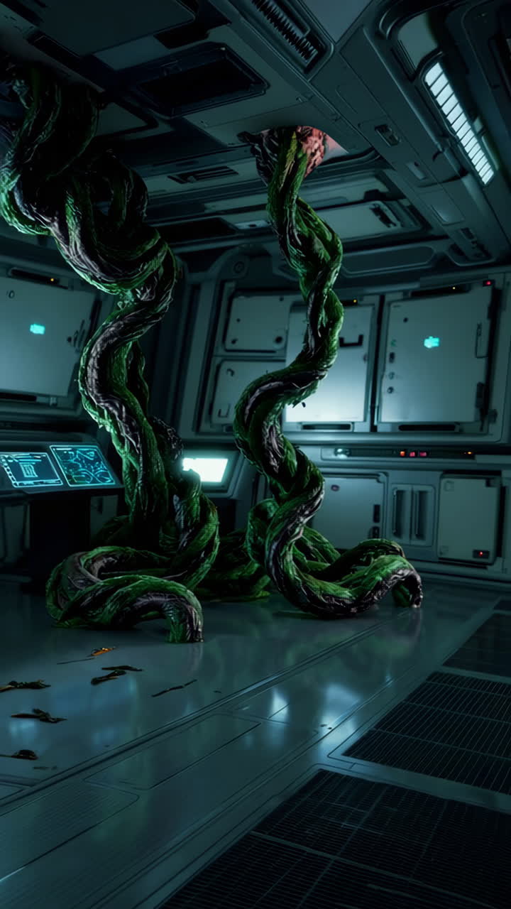 Alien Vines in a Futuristic Spaceship Interior