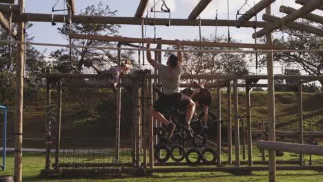 Young-adults-training-at-an-outdoor-gym-bootcamp