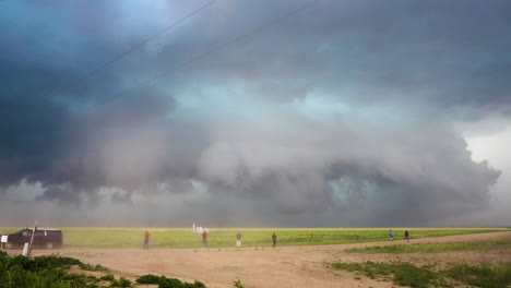 dust blows as intense storm rages storm chasers look on