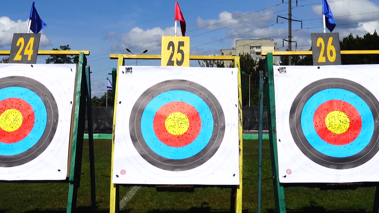 Targets for archery. Shooting in the summer