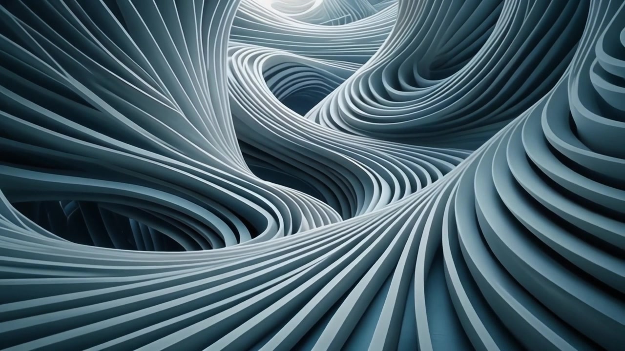 Abstrakt 3D-animation af flydende grå kurver og linjer