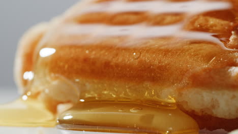 honey drizzled waffles closeup