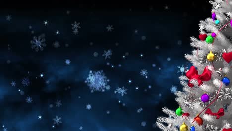 Animation-of-christmas-trees-over-falling-snow