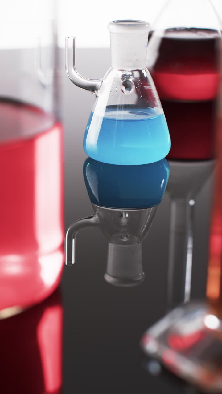 Vertical video of laboratory dishes with copy space on white background