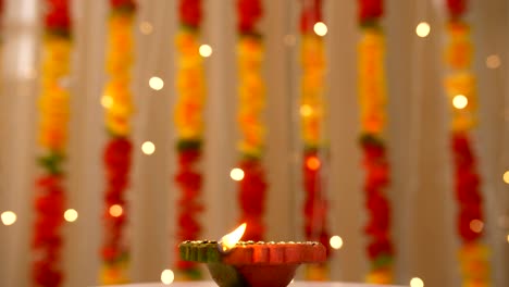 beautiful shot of a rotating light up diya on the festival of raksha bandhan or diwali