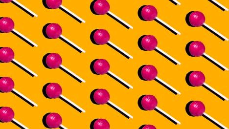 lollipop candy on yellow background animation, pop art style minimal design