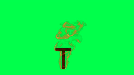 burning letter t