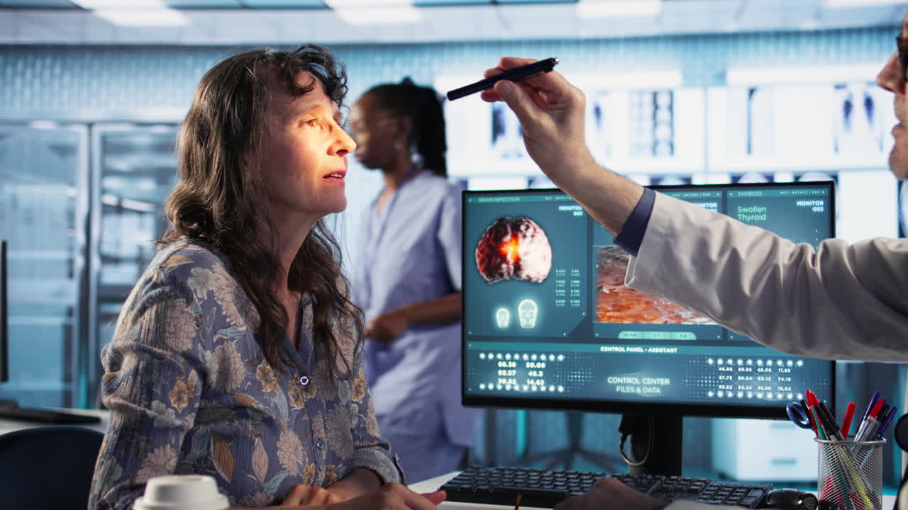 Vertical Video Medical professional examine patient reaction to light for concussion assessment