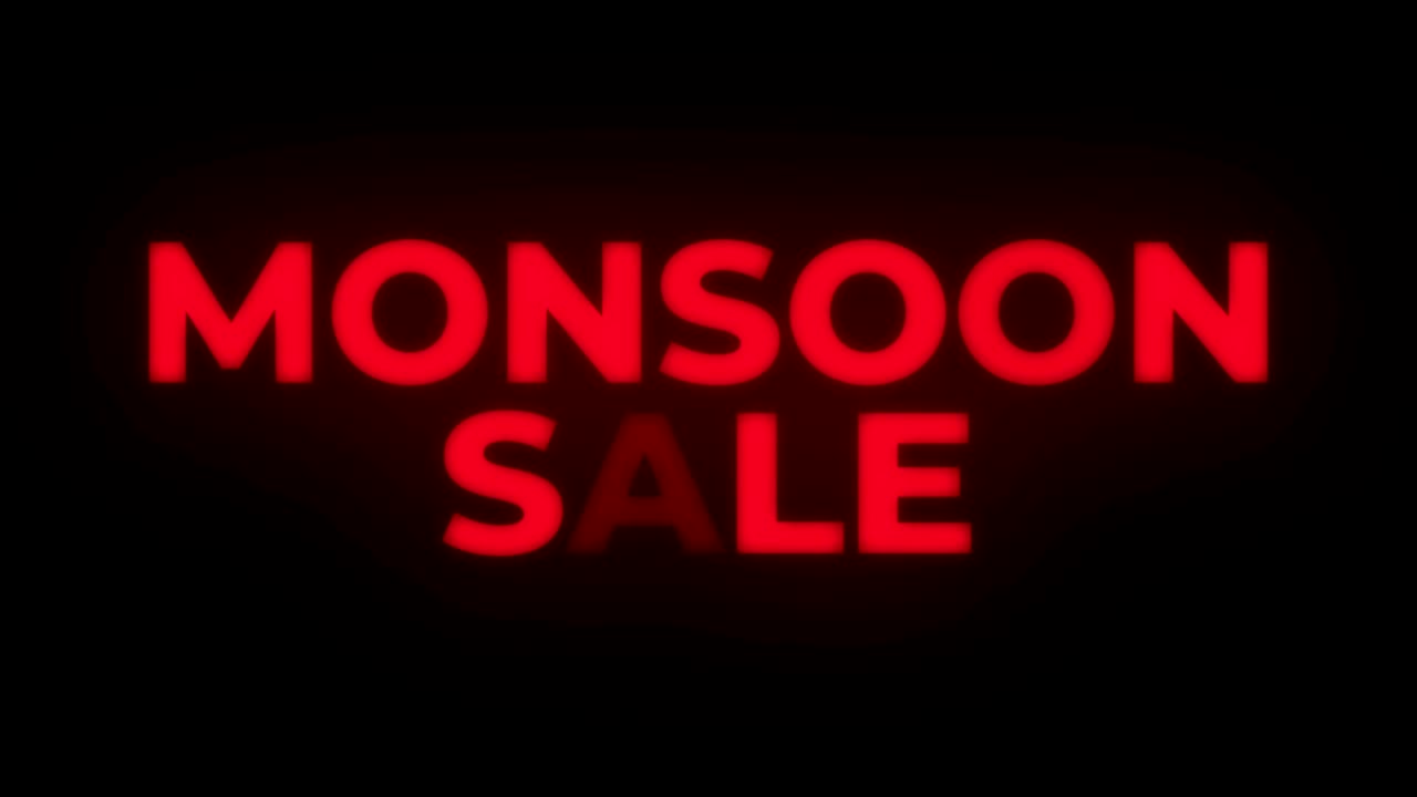 몬순 판매 텍스트 박이는 디스플레이 프로모션 루프