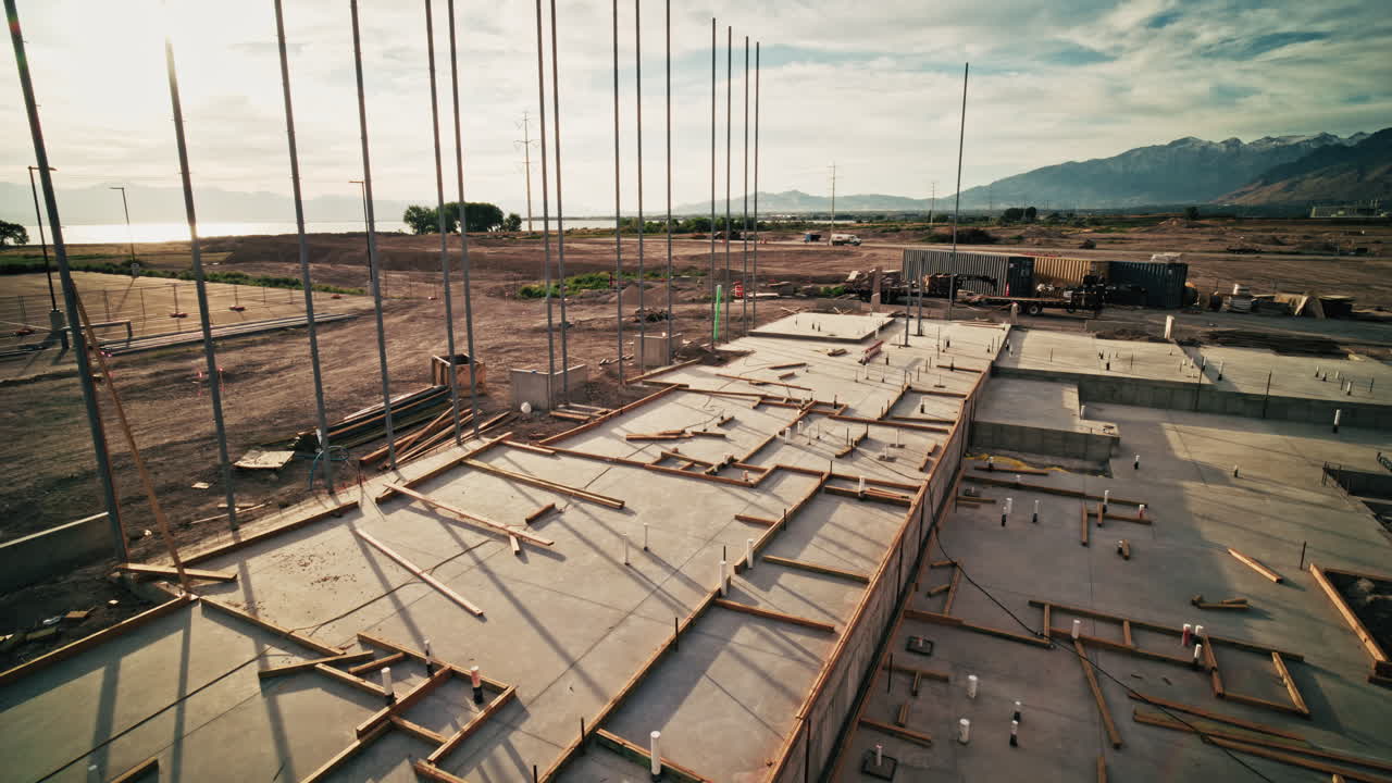 Construction Site Foundation with Utilities in Place