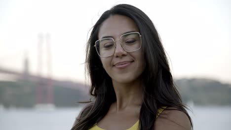 beautiful happy woman in eyeglasses