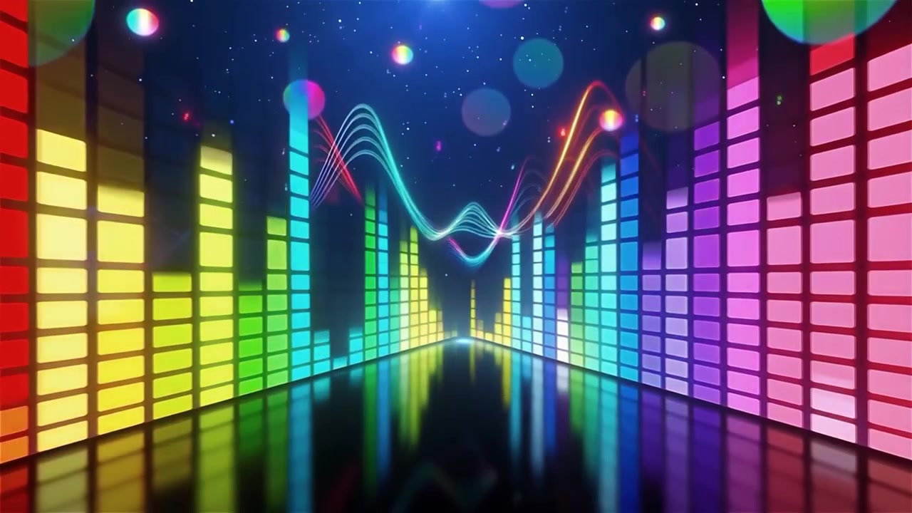 Futuristic Rainbow Neon Music Equalizer Visualizer Background