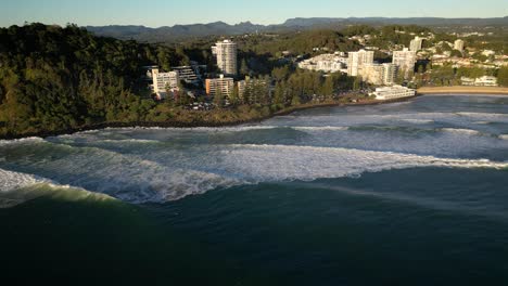 forwards moving aerial over burleigh heads, gold coast, australia