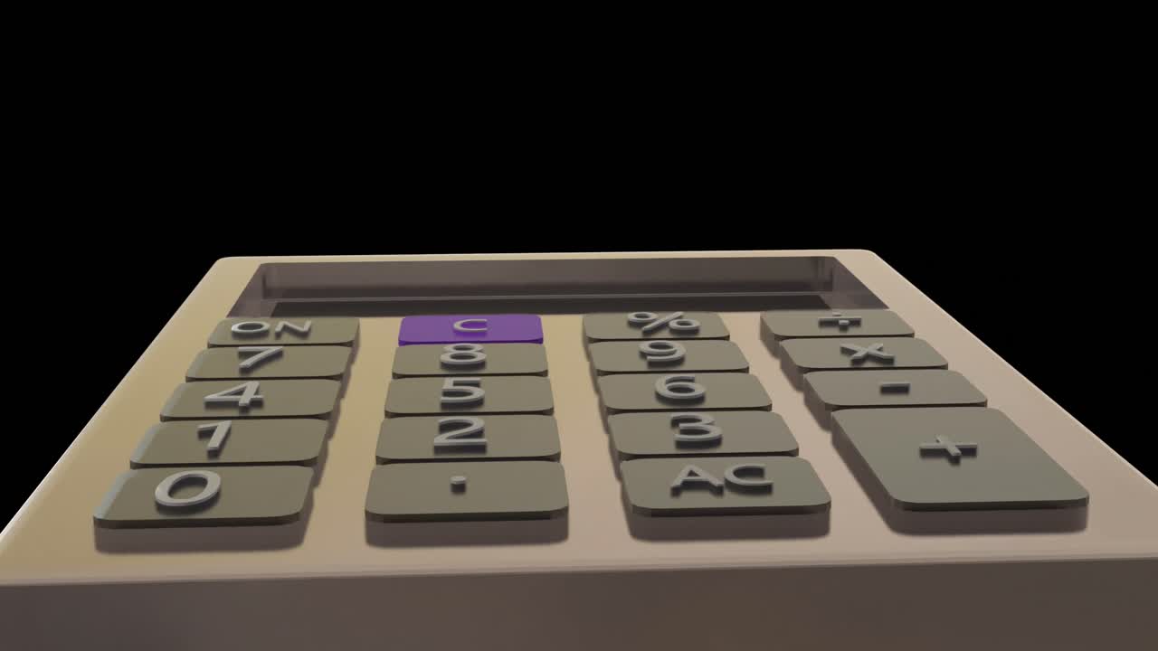 Animation of calculator spinning over black background